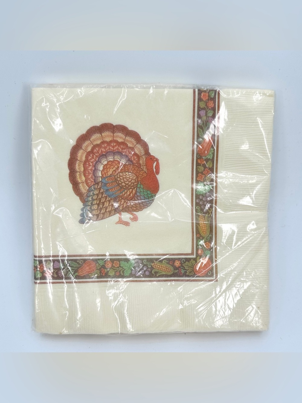VTG Hallmark Paper Napkins New in Package Thanksgiving Turkey Print 16 Ct - READ